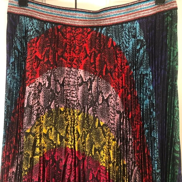 Alice + Olivia Multicolor Pleated A-Line Skirt - Picture 3 of 7